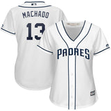 Women San Diego Padres #13 Manny Machado Majestic Cool Base Player Jersey – White