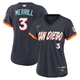 Women San Diego Padres #3 Jackson Merrill 2026 City Connect Stadium Jersey - Obsidian