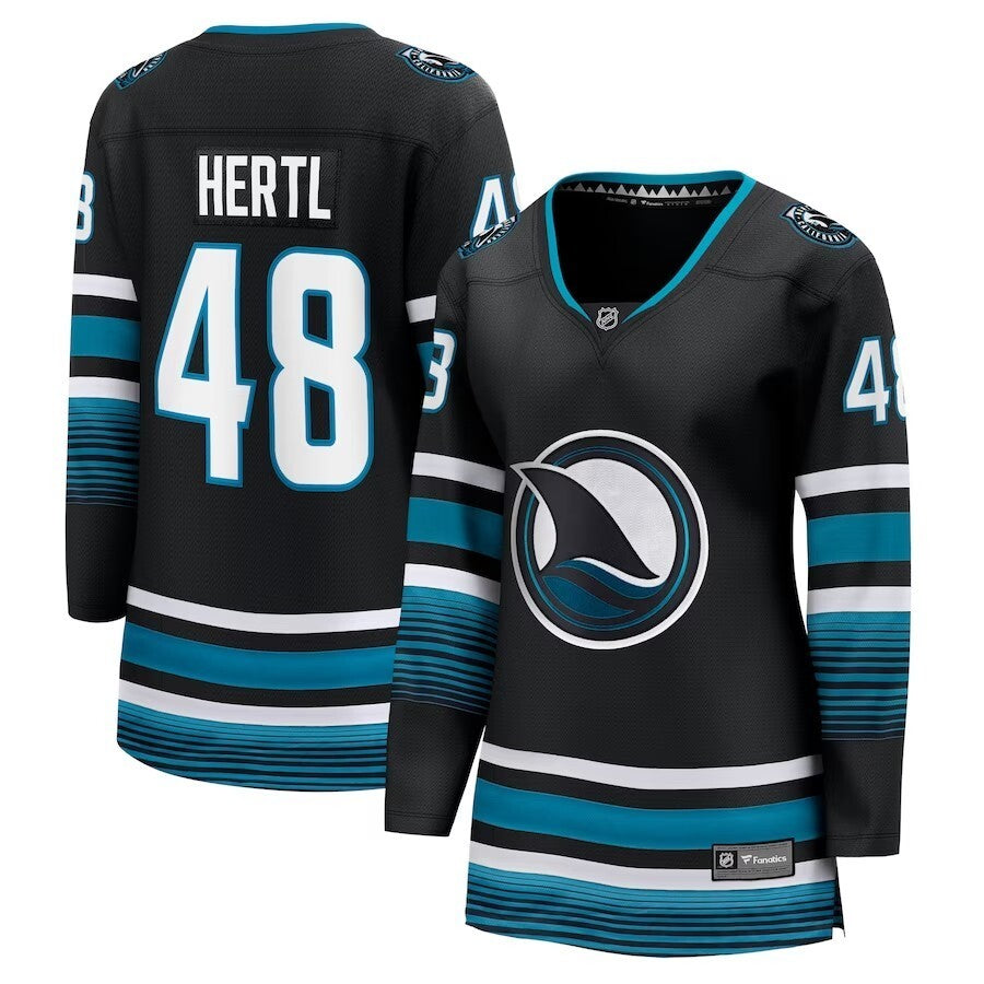 Women San Jose Sharks #48 Tomas Hertl Branded Alternate Premier Breakaway Player Jersey - Black