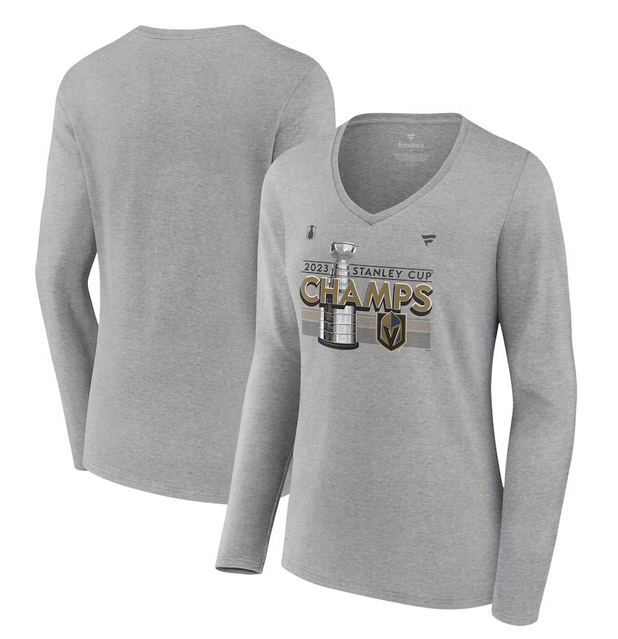 Women Vegas Golden Knights Heather Gray 2023 Stanley Cup Champions Locker Room Long