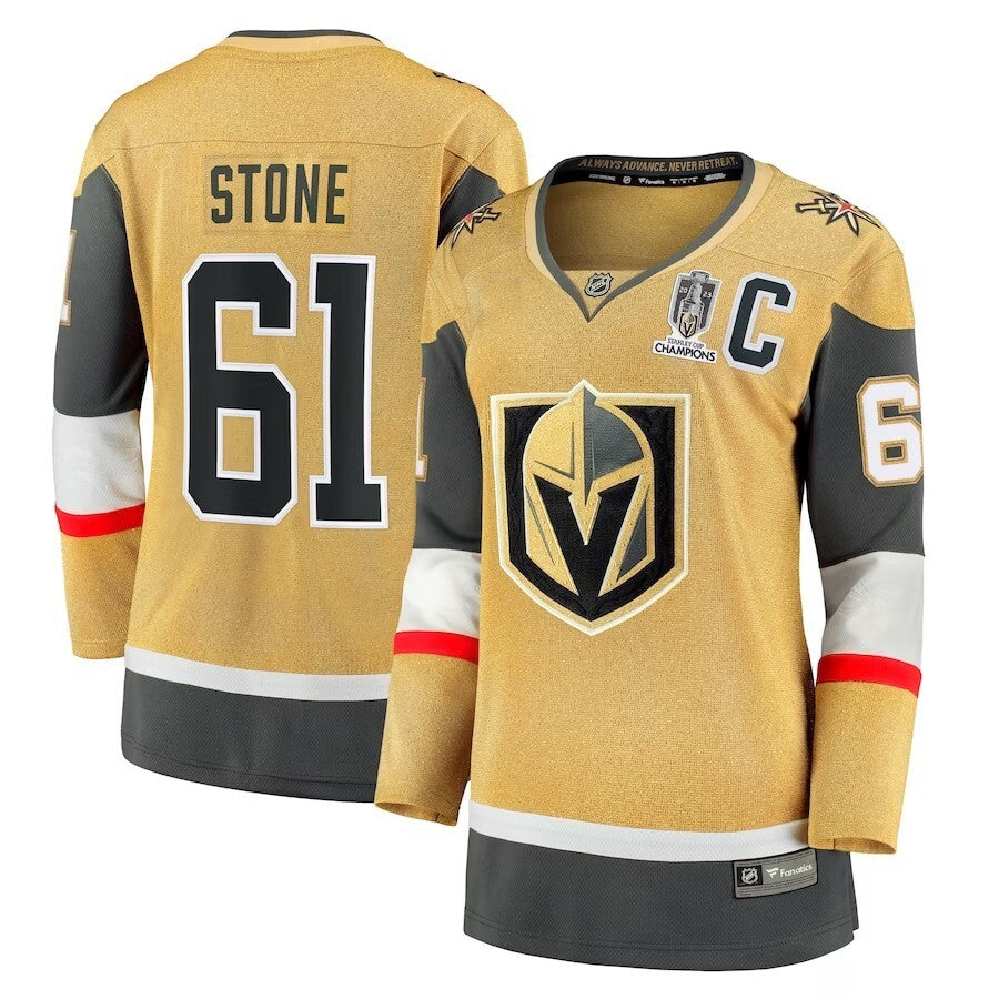 Women Vegas Golden Knights Mark Stone 2023 Stanley Cup Champions Home Breakaway Player Jersey - Gold
