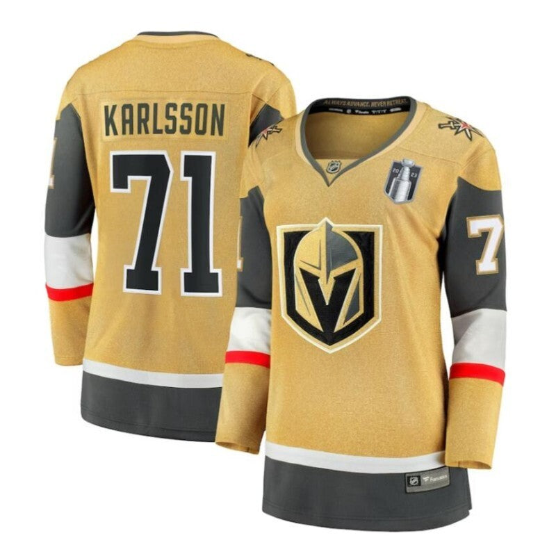 Women Vegas Golden Knights #71 William Karlsson 2023 Stanley Cup Final Home Breakaway Player Jersey - Gold_conew1
