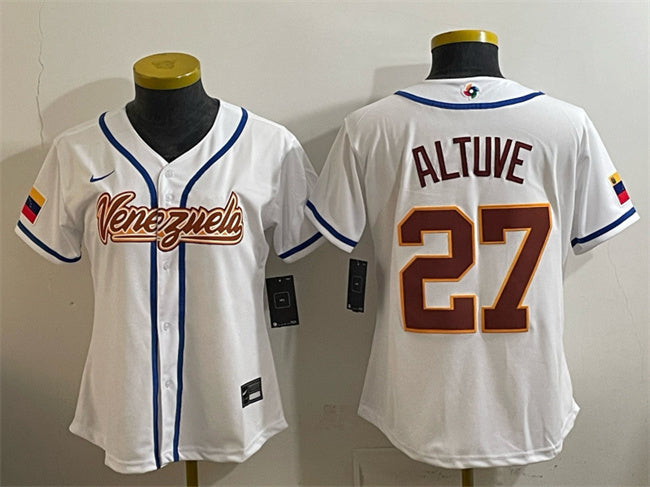 Women Venezuela Baseball #27 José Altuve White 2026 World Baseball Classic Home Stadium