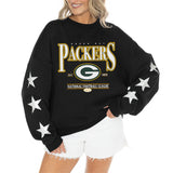 Women's Green Bay Packers Gameday Couture Black Rhinestone Star Sleeve Settle