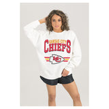 Women's Kansas City Chiefs Gameday Couture White Sunday Drives Oversized Crewneck