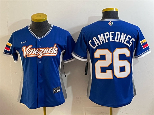 Women's Venezuela Baseball #26 Campeones Royal 2026 World Baseball Classic Road