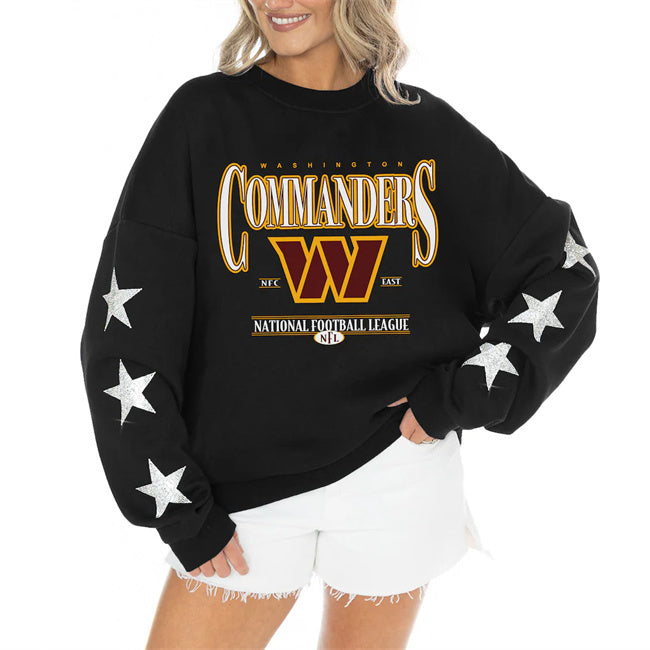 Women's Washington Commanders Gameday Couture Black Rhinestone Star Sleeve