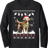 Xmas Ugly Sweater Christmas Lights Labrador Retriever Dog Long Sleeve T-Shirt
