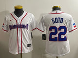 Youth Dominican Republic Baseball #22 Juan Soto Blue 2026 World Baseball Classic 26 World Cup Women Youth