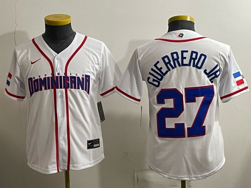 Youth Dominican Republic Baseball #27 Vladimir Guerrero Jr. White 2026 World 26 World Cup Women Youth