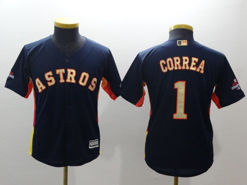 Youth Houston Astros #1 Carlos Correa Style 2