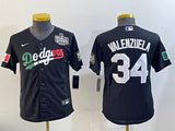 Youth Los Angeles Dodgers #34 Fernando Valenzuela Dodgers Mexico Youth Style 1