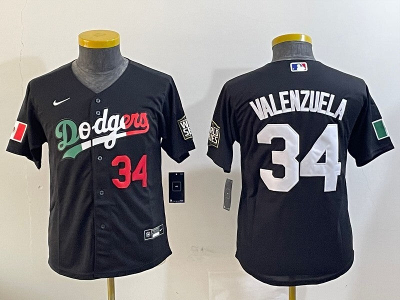 Youth Los Angeles Dodgers #34 Fernando Valenzuela Dodgers Mexico Youth Style 2