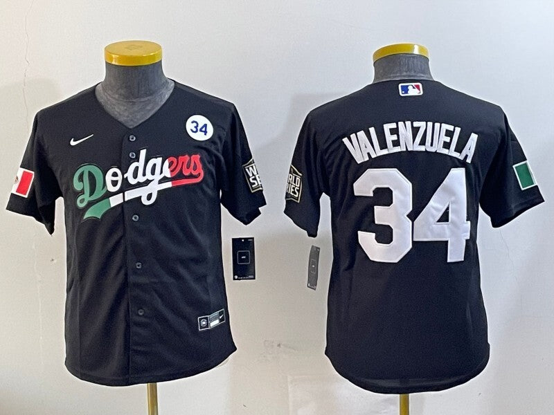 Youth Los Angeles Dodgers #34 Fernando Valenzuela Dodgers Mexico Youth Style 7
