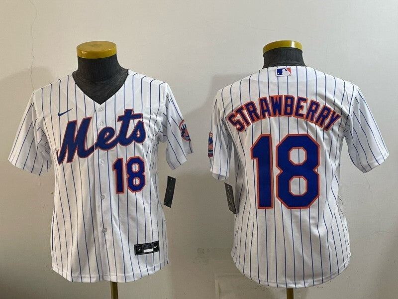 Youth New York Mets #18 Darryl Strawberry Mets Youth Style 2