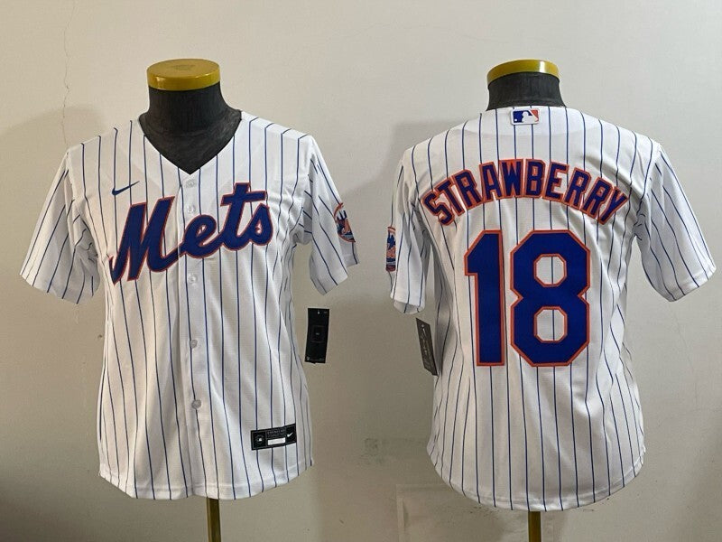 Youth New York Mets #18 Darryl Strawberry Mets Youth Style 3