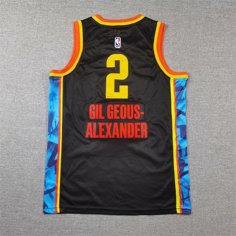 Youth Oklahoma City Thunder#2 Shai Gilgeous-Alexander Youth 25 Thunder 2 # -- Black City Edition (1)_[1]
