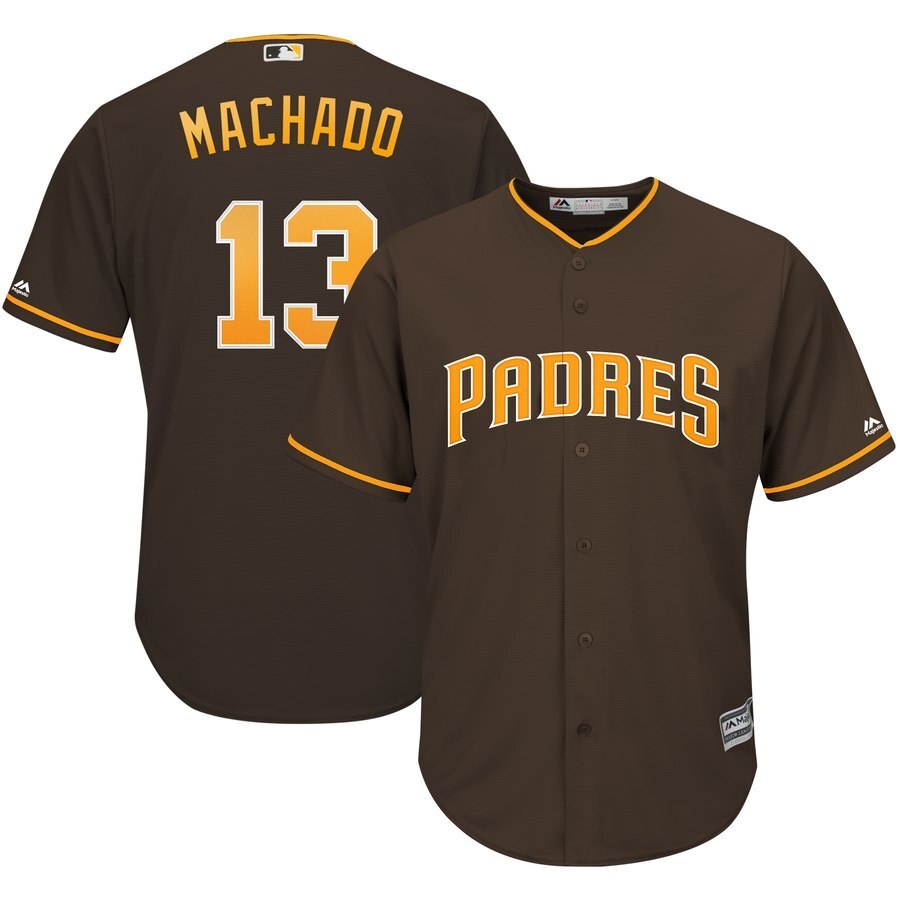 Youth San Diego Padres #13 Manny Machado Majestic Official Cool Base Player Jersey – Brown