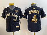 Youth Toronto Blue Jays #4 George Springer Blue Jays Black Gold Youth