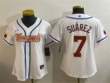 Youth Venezuela Baseball #7 Eugenio Suárez White 2026 World Baseball Classic Home