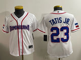 Youth dominican republic baseball #23 fernando tatis jr. white 2026 world 26 World Cup Women Youth