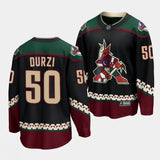 arizona coyotes #50 sean durzi home black breakaway player jersey
