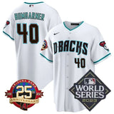 arizona diamondbacks #40 madison bumgarner 25th anniversary patch cool base collection jersey – white alternate