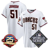 arizona diamondbacks #51 randy johnson 25th anniversary patch cool base collection jersey – white