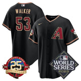 arizona diamondbacks #53 christian walker 25th anniversary patch cool base collection jersey – black