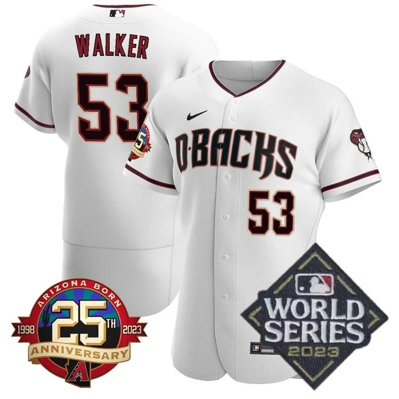 arizona diamondbacks #53 christian walker 25th anniversary patch flex base collection jersey white