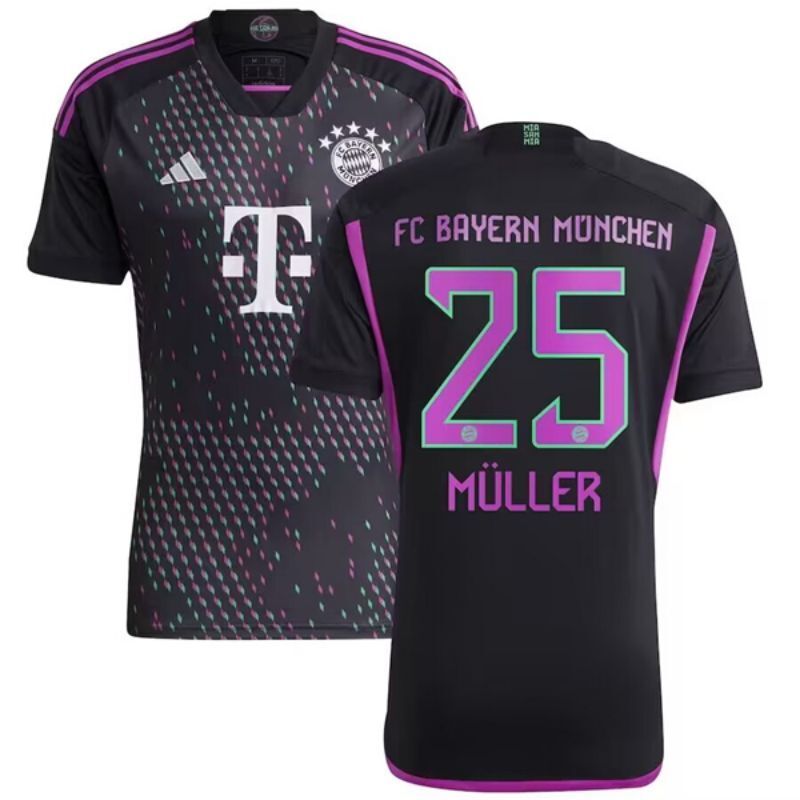bayern münchen #25 fc bayern müller black 2023 24 away soccer jersey