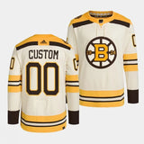 boston bruins custom 2023-24 100th anniversary primegreen authentic player cream jersey