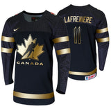 canada #11 Alexis Lafreniere golden-limited-edition-2020-iihf-world-junior-ice-hockey-champions-men's-black-jersey