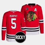 chicago blackhawks #5 connor murphy 2023-24 authentic home red rocky patch jersey