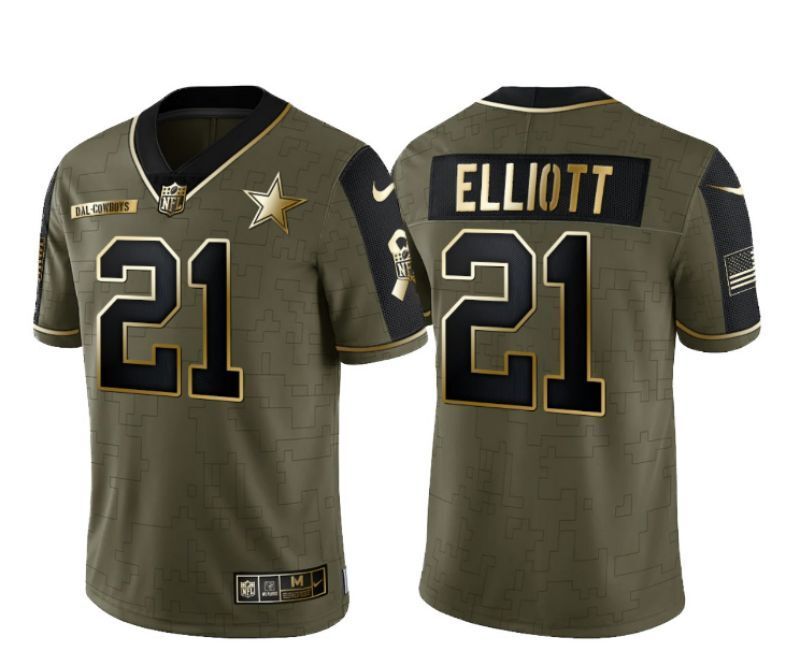 dallas cowboys #21 ezekiel elliott 21 Salute Gold Text