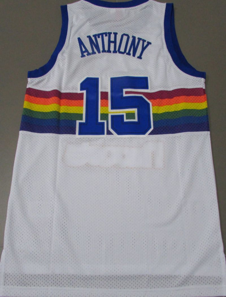 denver nuggets#15 nikola jokic Nuggets 15 # Rainbow Edition Anthony Classic Retro White Premium Mesh Jersey Style 2