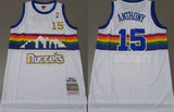 denver nuggets#15 nikola jokic Nuggets 15 # Rainbow Edition Anthony Classic Retro White Premium Mesh Jersey Style 3