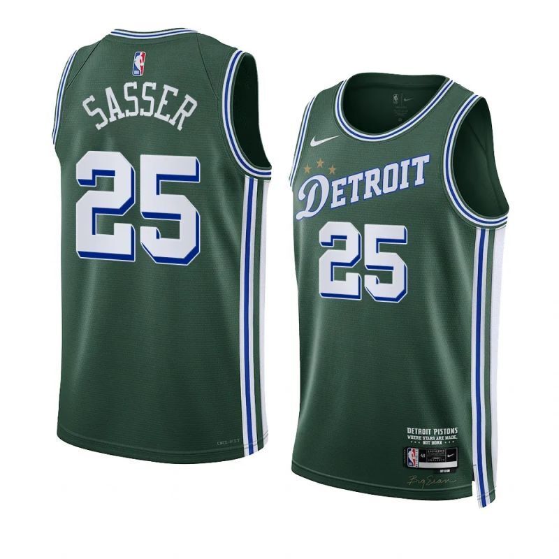 detroit pistons #25 marcus sasser 2022-2023 green city edition 2023 nba draft jersey.webp