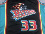 detroit pistons #33 grant hill Pistons 33 Black Retro Logo Style 1
