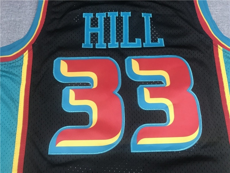 detroit pistons #33 grant hill Pistons 33 Black Retro Logo Style 2