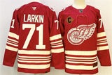 detroit red wings #71 dylan larkin red 2025-26 with c patch centennial premium