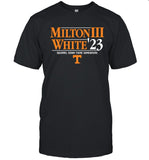 Joe Milton White 23 Shirt, Tennessee Milton III White T-Shirt