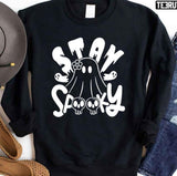 Black N White Funny Halloween Stay Spooky Unisex Sweatshirt