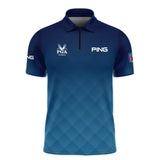 2024 PGA Championship Valhalla Ping Blue Gradient Abstract Stripes Zipper Polo Shirt Style Classic Z