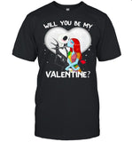 Jack Skellington and Sally will you be my Valentine 2021 shirt