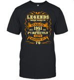 Legends Born In March 1951 70th Birthday 70 Years Old Gift shirt