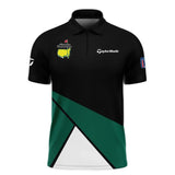 Golf Masters Tournament Taylor Made Zipper Polo Shirt Black And Green Golf Sports All Over Print Zip