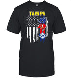 American Flag With Tampa Sport Tampa Lightning Buccaneers And Rays shirt
