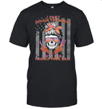 Girl Skull Haircut I Cant Change The World But I Can Change Your Hair Flag shirt_1