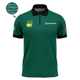 Golf Pattern Masters Tournament Taylor Made Zipper Polo Shirt Green Color Golf Sports All Over Print